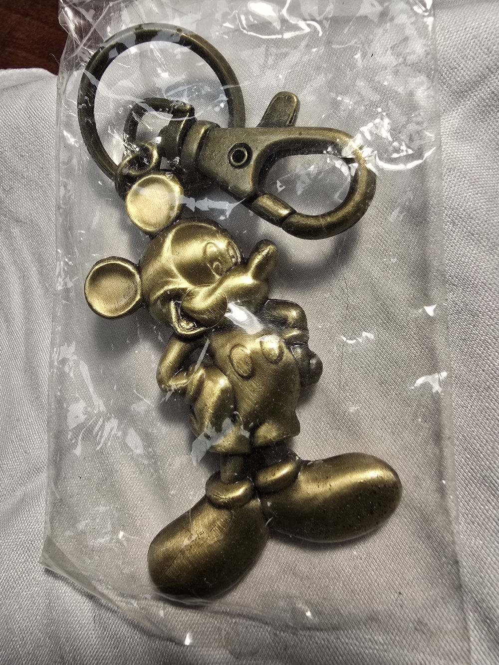 Disney Gold Mickey Mouse Metal Keychain Charm